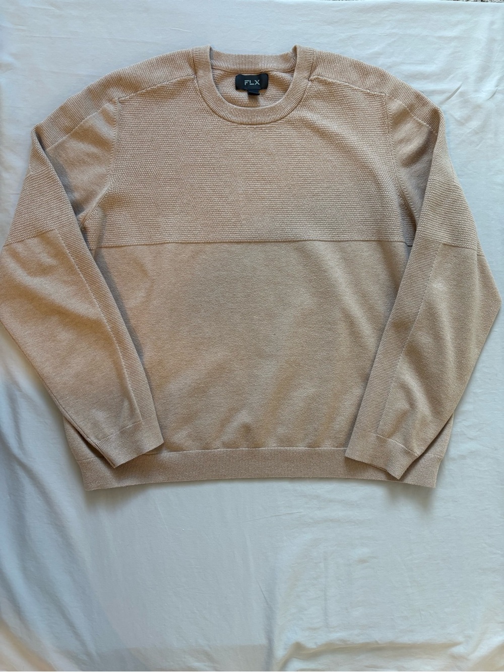 FLX Men’s Tan Textured Crewneck Sweater XXL